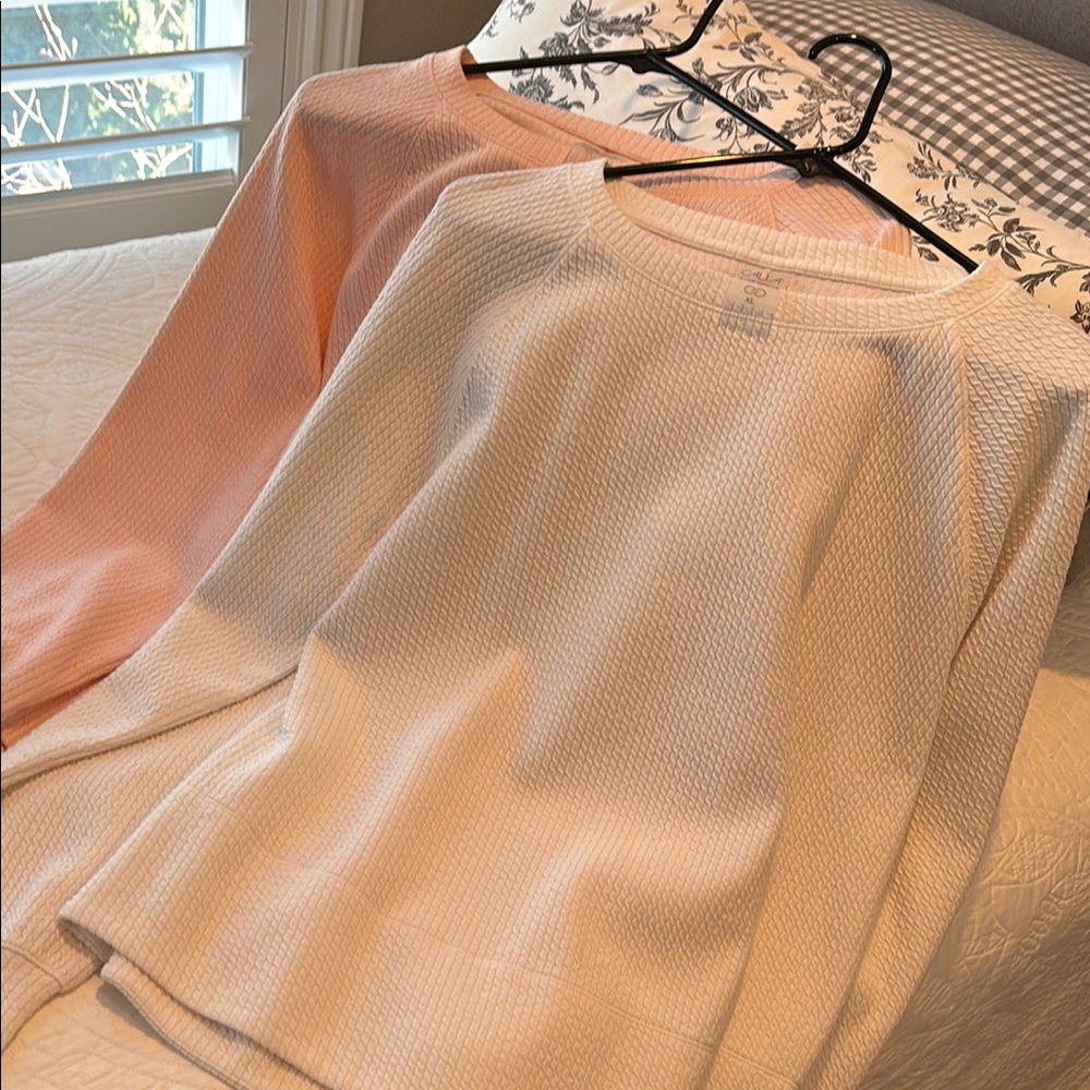 Calia, Set of Two Peach and Cream Textured Tops, XL
